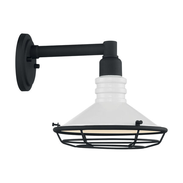 Blue Harbor Gloss White and Textured Black 10-Inch One-Light Outdoor Wall Mount, image 4