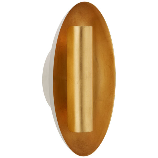 Aura Medium Oval Sconce in Plaster White with Gild Interior by Barbara Barry, image 1