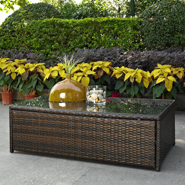 Palm Harbor Outdoor Wicker Glass Top Table, image 3