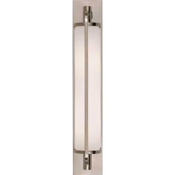 Keeley Tall Pivoting Sconce in Polished Nickel with White Glass by Thomas O'Brien, image 1