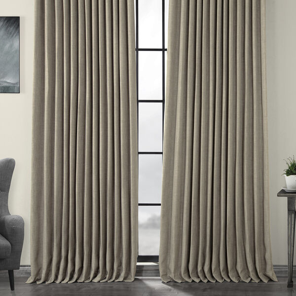 Grey Faux Linen Extra Wide Blackout Curtain Single Panel, image 6