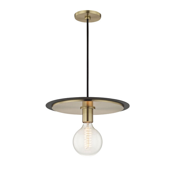 Milo Aged Brass 14-Inch One-Light Pendant with Black Accents, image 1
