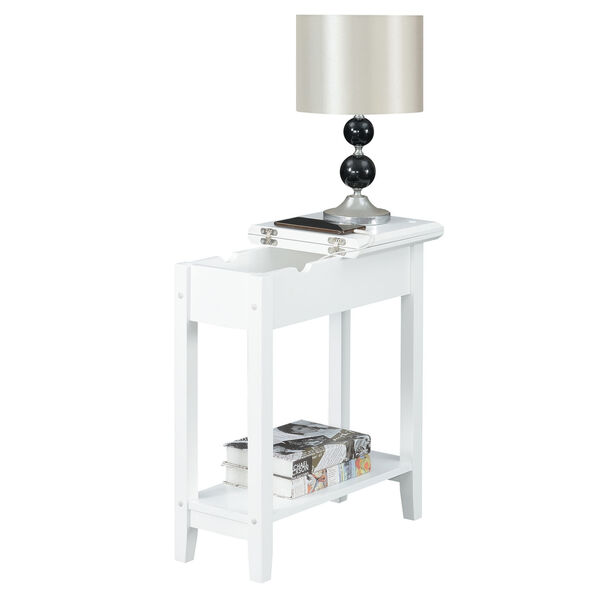 American Heritage White Flip Top End Table with Charging Station, image 3