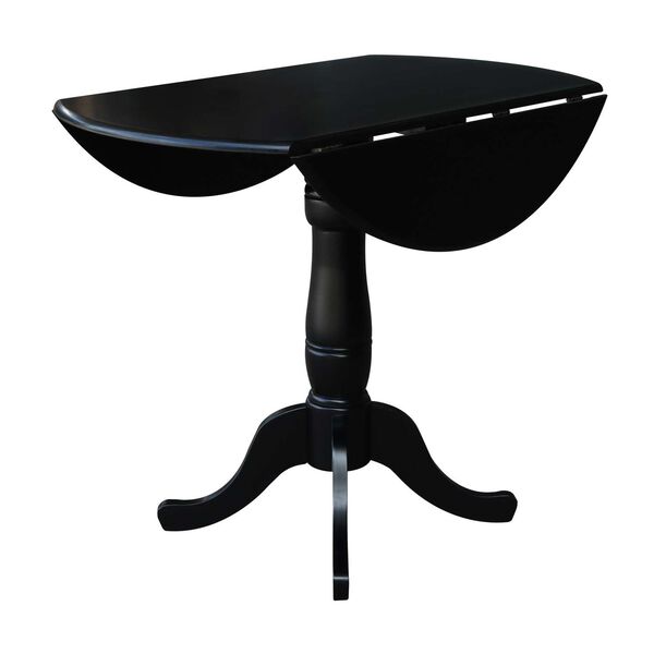 Black 36-Inch High Round Dual Drop Leaf Pedestal Dining Table, image 4