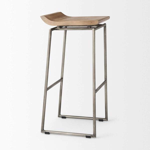Givens Brown and Silver Metal Frame Bar Stool, image 6
