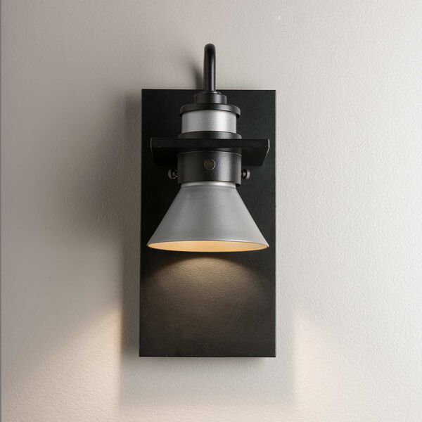 Erlenmeyer Coastal Black One-Light Outdoor Sconce with Burnished Steel Accents, image 4