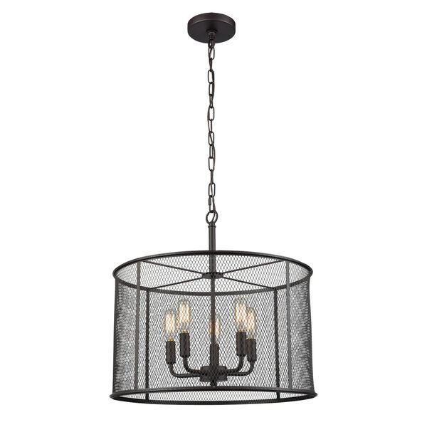 Williamsport Oil Rubbed Bronze Five-Light Chandelier with Metal Black Shade, image 1