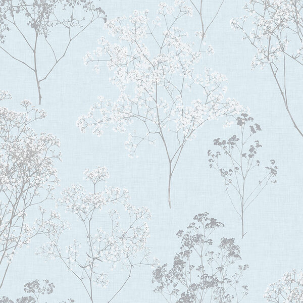 Queen Anne Lace Blue and Grey Wallpaper, image 1