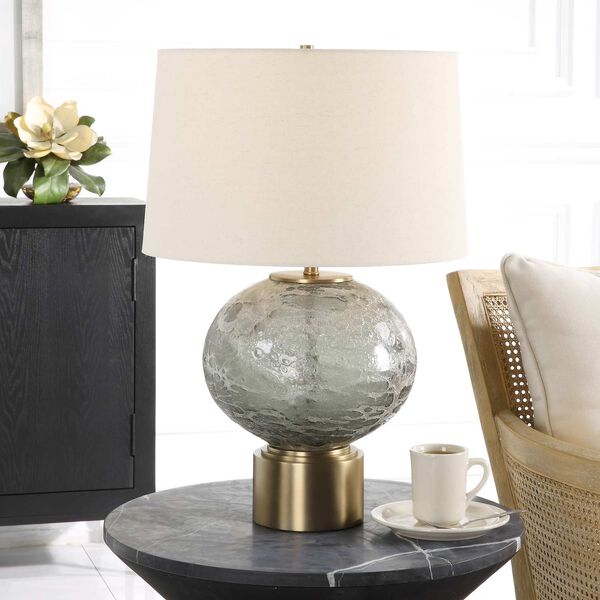 Lunia Gray and Antique Brushed Brass Glass Table Lamp, image 2