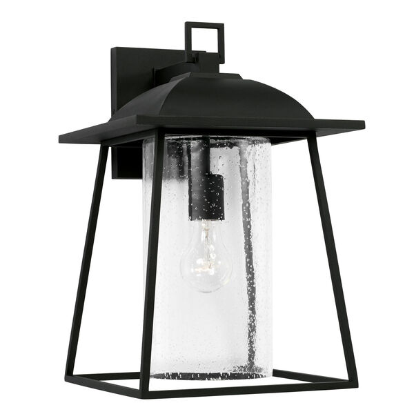 Durham Black 11-Inch One-Light Outdoor Wall Lantern with Clear Seeded Glass, image 1
