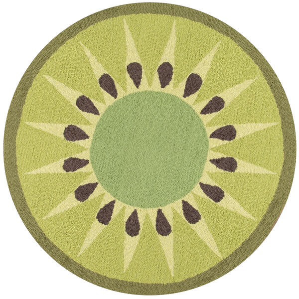 Cucina Kiwi Green Round: 3 Ft. x 3 Ft. Round Rug, image 1