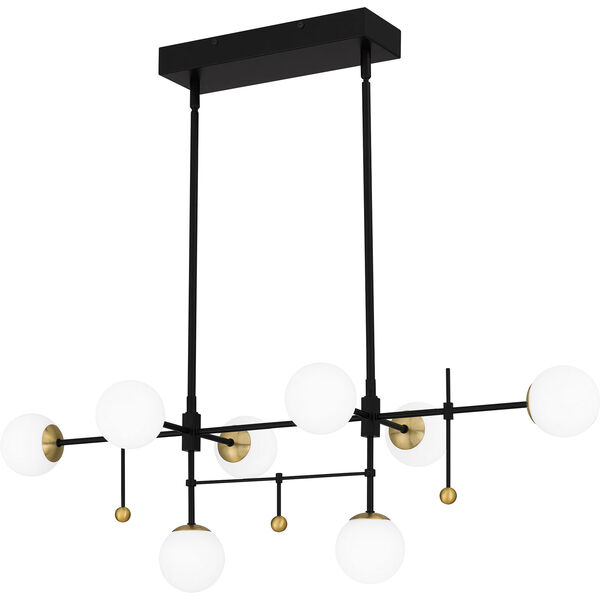 Blaire Matte Black and Gold Eight-Light LED Chandelier, image 1