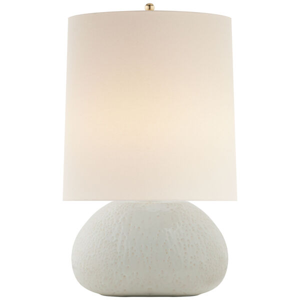 Sumava Medium Table Lamp in Marion White with Linen Shade by AERIN, image 1