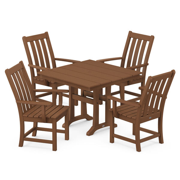 Vineyard Teak Trestle Arm Chair Dining Set, 5-Piece, image 1