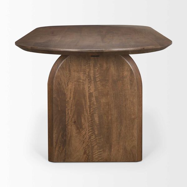 Isla Oval Dark Brown Wood Top and Arched Legs Dining Table, image 3