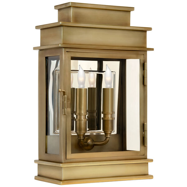 Linear Lantern Small in Antique-Burnished Brass by Chapman and Myers, image 1