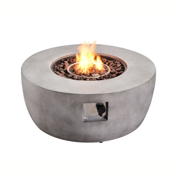Light Grey Outdoor 36-Inch Round Concrete Gas Fire Pit, image 2