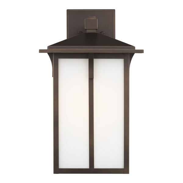 Tomek Antique Bronze 11-Inch One-Light Outdoor Wall Sconce with Etched White Shade, image 1