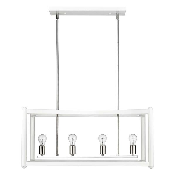 Coyle White with Polished Nickel Cluster Eight-Light Pendant, image 2