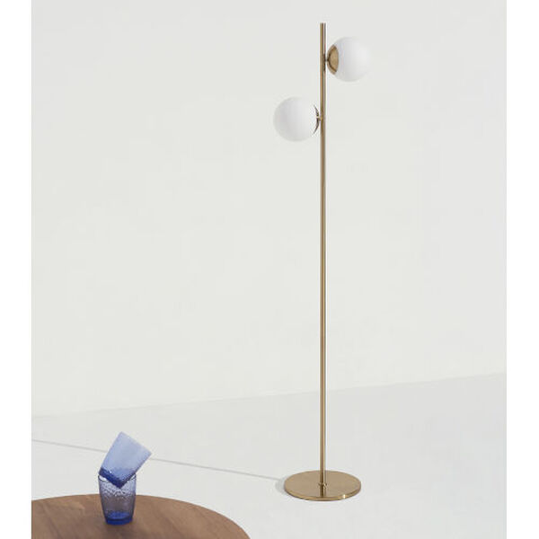 Sphere Brass Two-Light LED Floor Lamp, image 5