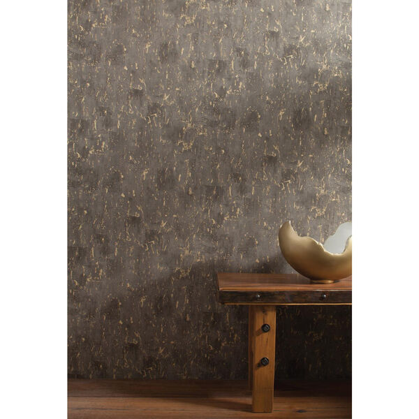 Ronald Redding Industrial Interiors II Black and Gold Metallic Wallpaper - SAMPLE SWATCH ONLY, image 2