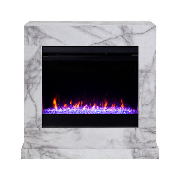 Dendale White Faux Marble Electric Fireplace, image 2