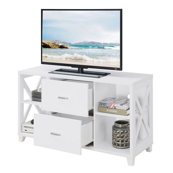 Oxford Deluxe White 2 Drawer TV Stand, image 1