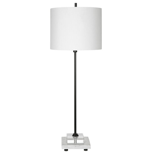 Ciara Satin Black Sleek Buffet Lamp with White Shade, image 5