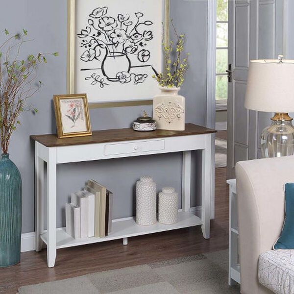 American Heritage Driftwood White One-Drawer Console Table with Shelf, image 2