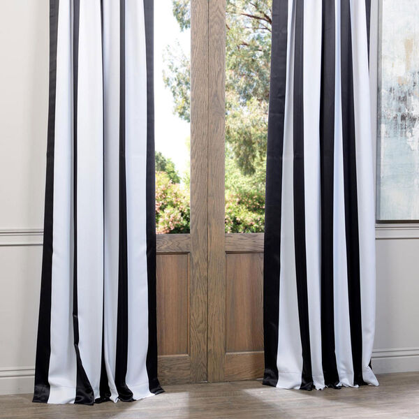 Awning Black and Fog White Stripe 120 x 50-Inch Blackout Curtain Single Panel, image 4