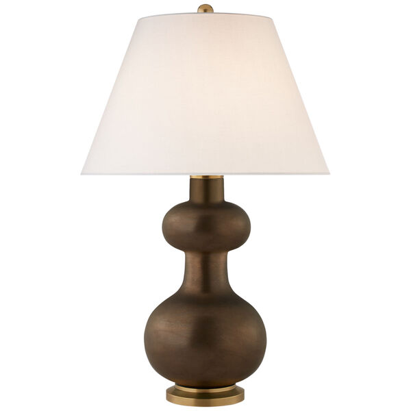 Chambers Medium Table Lamp in Matte Bronze with Linen Shade by Christopher Spitzmiller, image 1