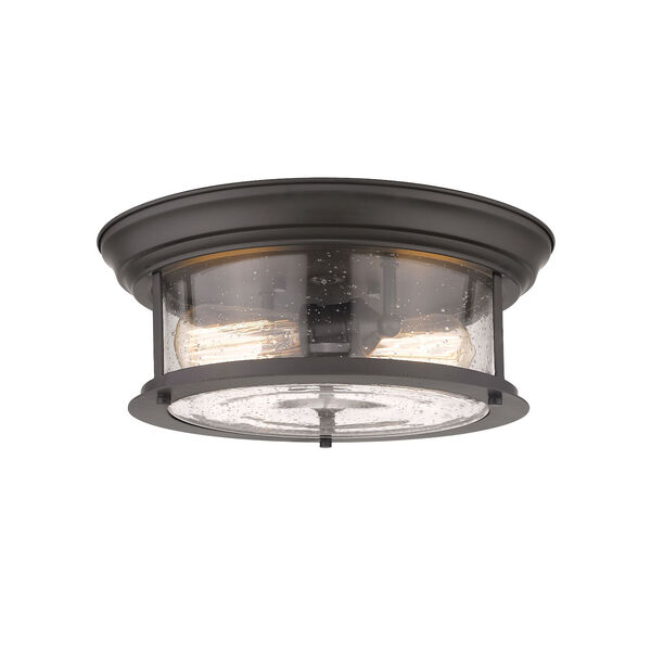 Sonna Bronze Two-Light Flush Mount with Transparent Seedy Glass, image 1