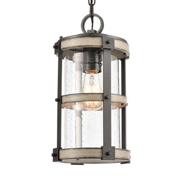 Crenshaw Anvil Iron and Distressed Antique Graywood One-Light Outdoor Pendant, image 5