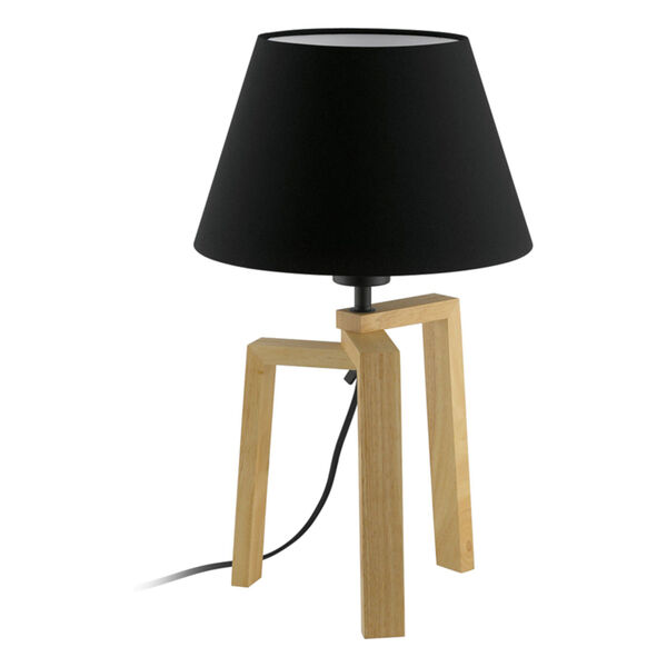 Chietino Natural One-Light Table Lamp with Black Exterior and White Interior Fabric Shade, image 1