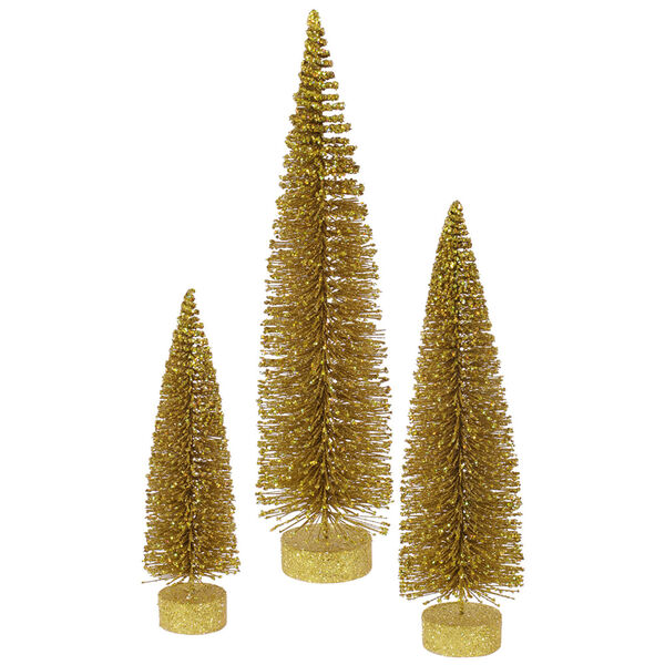 Gold Glitter Oval Tree, Set of Three, image 1