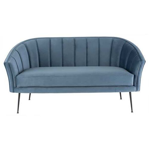 Aria Dusty Blue Black Double Seat Sofa, image 1