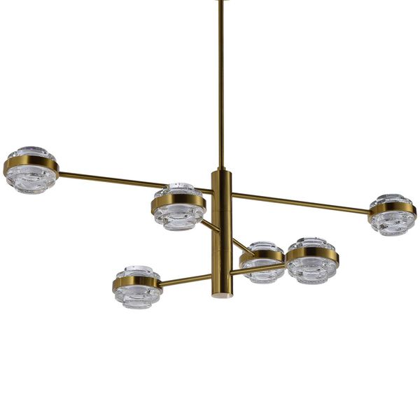Milano Antique Brass Adjustable Six-Light Integrated LED Chandelier, image 2