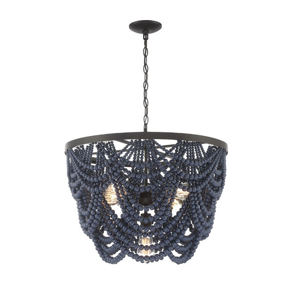 Isabella Navy Blue and Oil Rubbed Bronze Five-Light Chandelier, image 3
