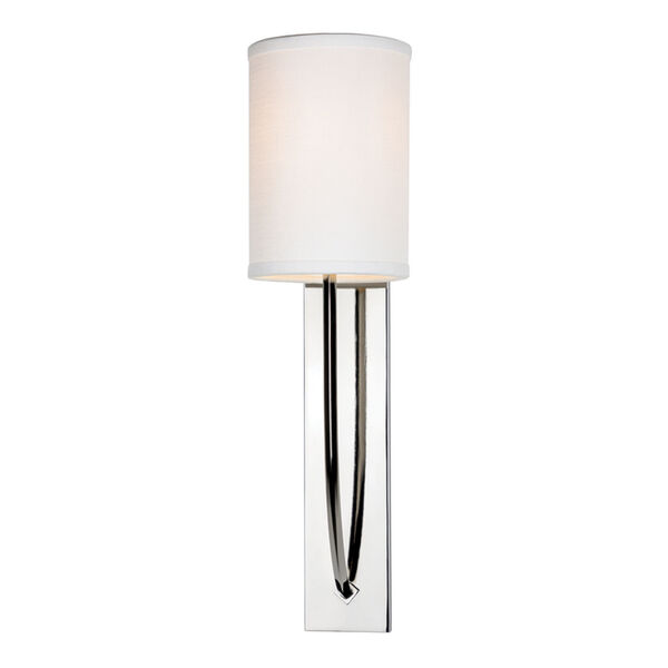 Colton Polished Nickel One-Light Energy Star Wall Sconce with Linen Shade, image 2