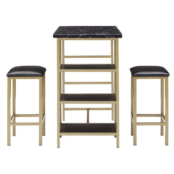 Rosa Gold Three-Piece Counter Height Table Set with Marble Top, image 6