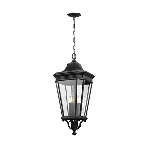 Castle Black 31-Inch Four-Light Hanging Lantern with Clear Glass, image 1