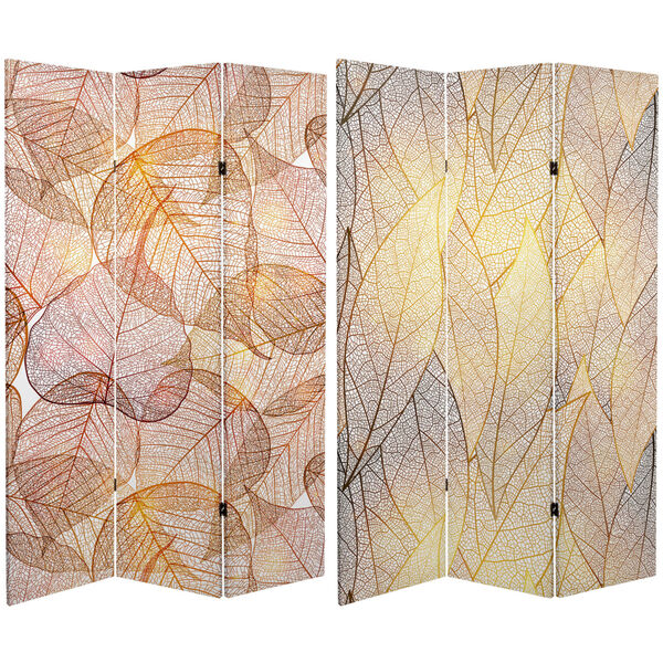 Tall Double Sided Ethereal Leaves Beige Canvas Room Divider, image 1