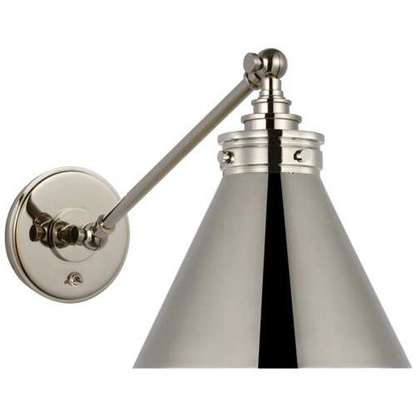 Parkington Polished Nickel One-Light Single Library Wall Sconce by Chapman and Myers, image 1