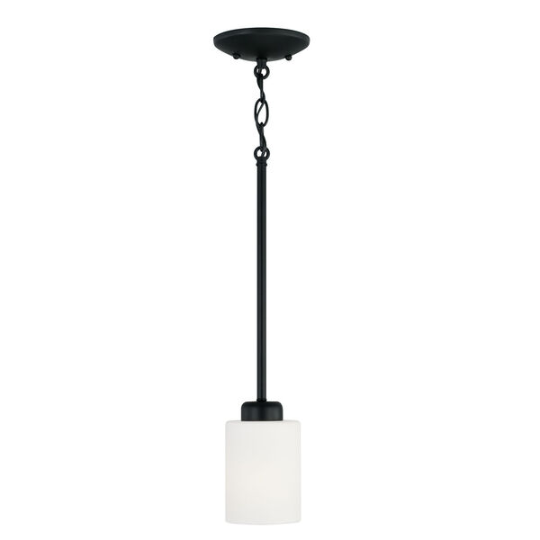 HomePlace Dixon Matte Black One-Light Mini Pendant with Soft White Glass - (Open Box), image 1
