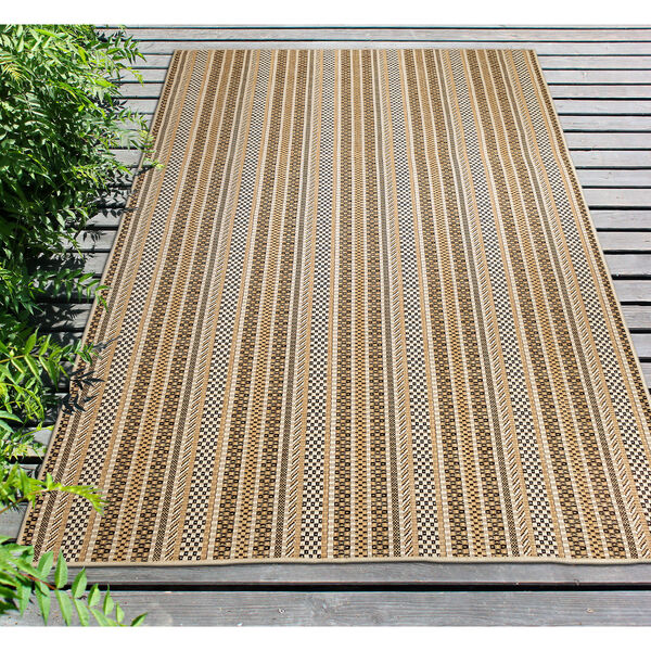 Carmel Rope Stripe Sand Stripe Rectangular: 7 Ft. 10 In. x 9 Ft. 10 In. Indoor Outdoor Rug, image 4