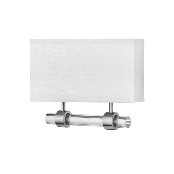 Luster Brushed Nickel Two-Light LED Wall Sconce with Off White Linen Shade, image 1