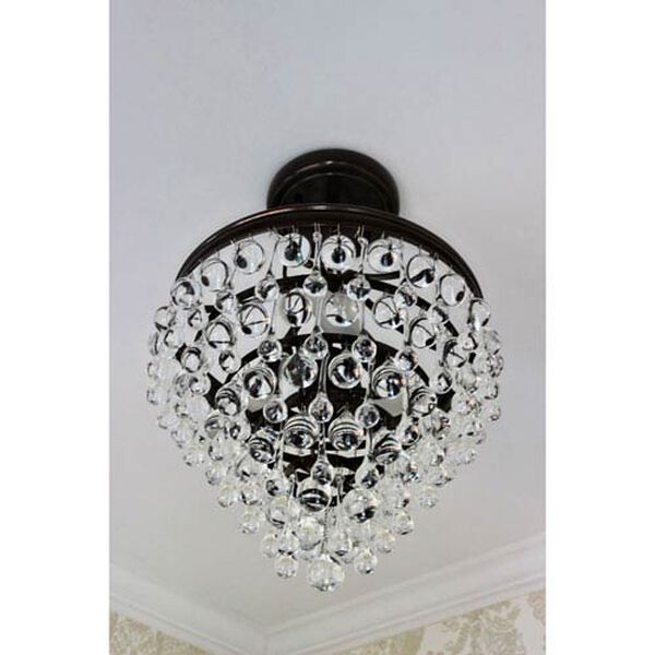 Hopewell Bronze Three-Light Semi-Flush Mount with Clear Crystal, image 2