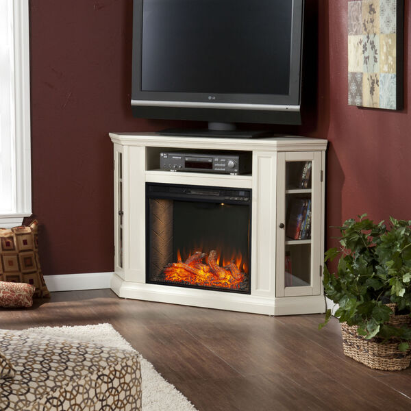 Claremont Ivory Smart Electric Fireplace with Storage, image 4