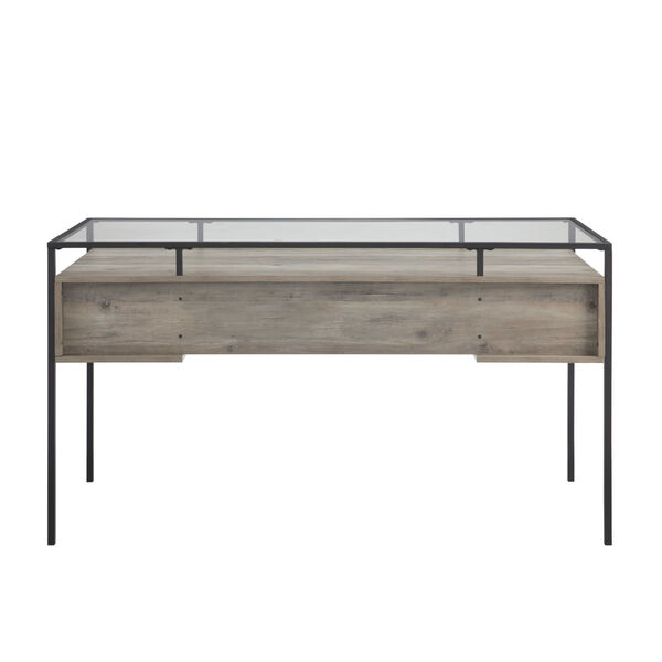Fulton Gray and Black Two Drawer Desk with Glass Top, image 5