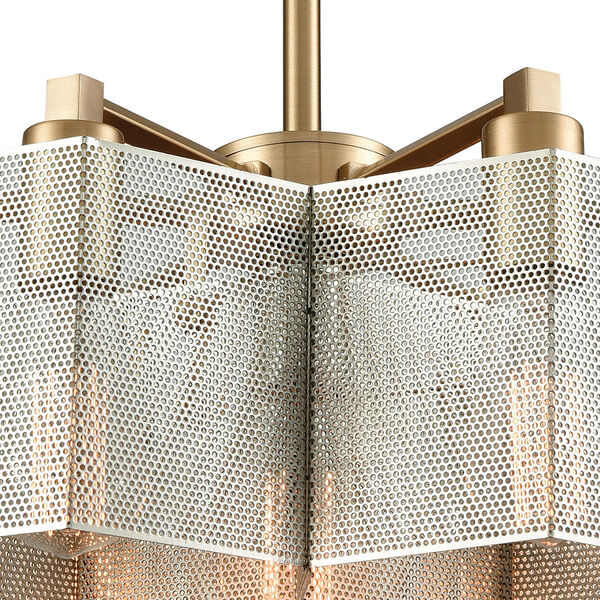 Compartir Polished Nickel and Satin Brass Seven-Light Pendant, image 5